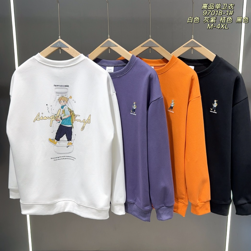 【不加绒】97018-1长袖秋冬色块美式休闲卫衣宽松版型