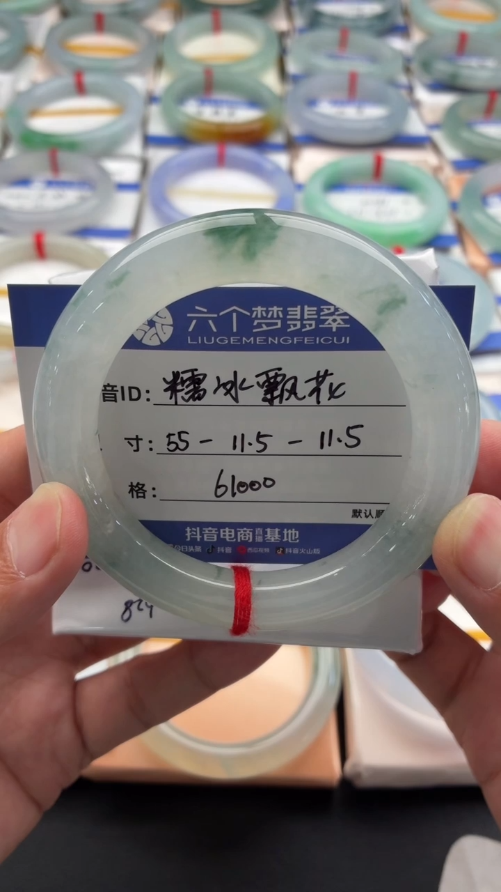未镶嵌手镯翡翠糯冰飘花N8 48小时鉴赏期
