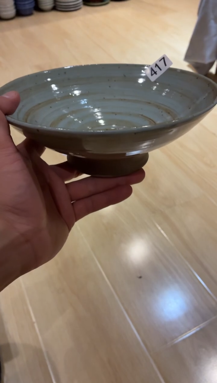 瓷片c***r417 蓝麻点高足深盘1个