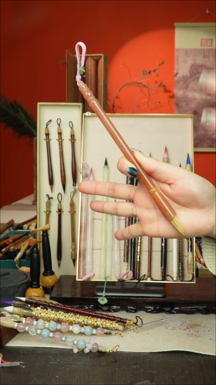 058号闪孤品高货毛笔链接 清水试笔 蘸墨不退