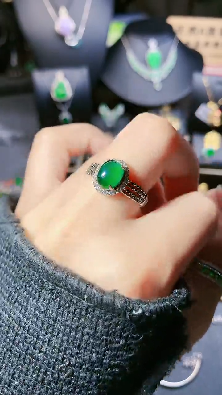 【闪购商品】翡翠戒指银S925镶嵌戒指