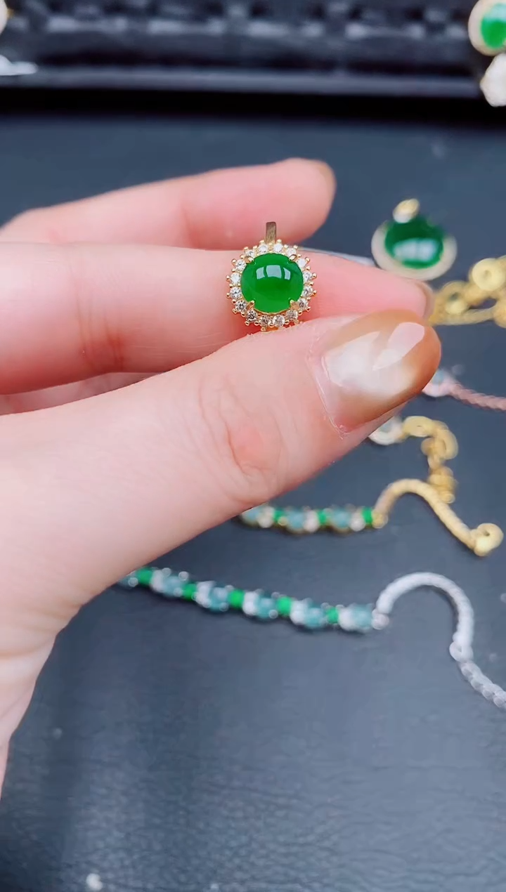 【闪购商品】翡翠戒指银S925镶嵌天然a货翡翠470