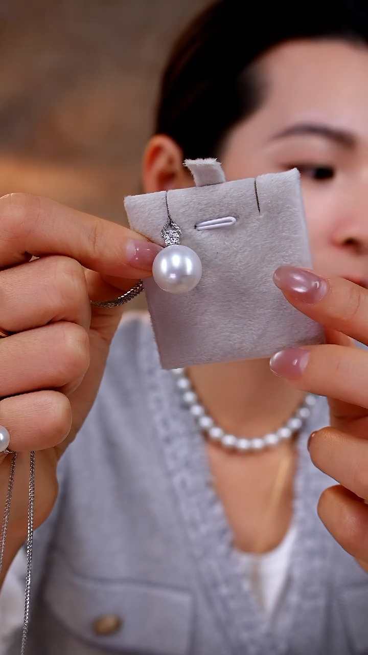 吊坠(不含链)18K金镶嵌海水珍珠澳白14-15mm