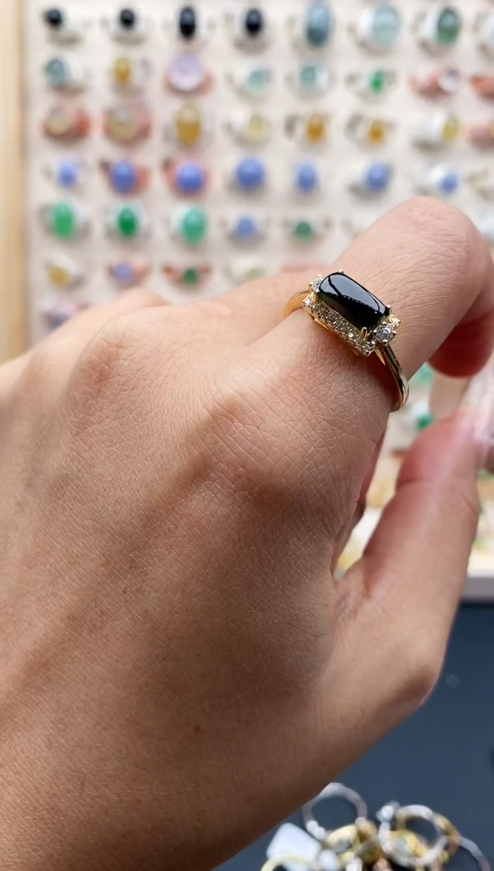 【闪购商品】翡翠戒指银S925镶嵌天然A货翡翠333  4+3