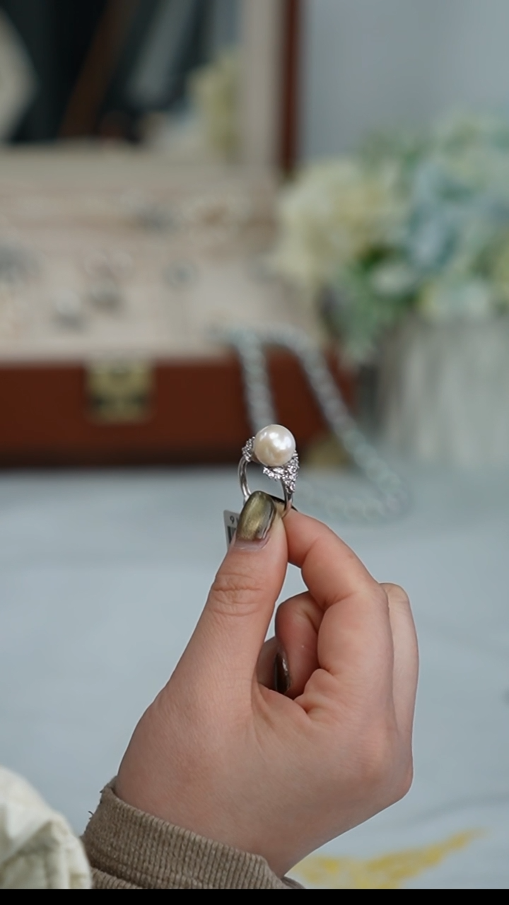 【闪购商品】淡水珍珠戒指银S925镶嵌戒指 11-12mm