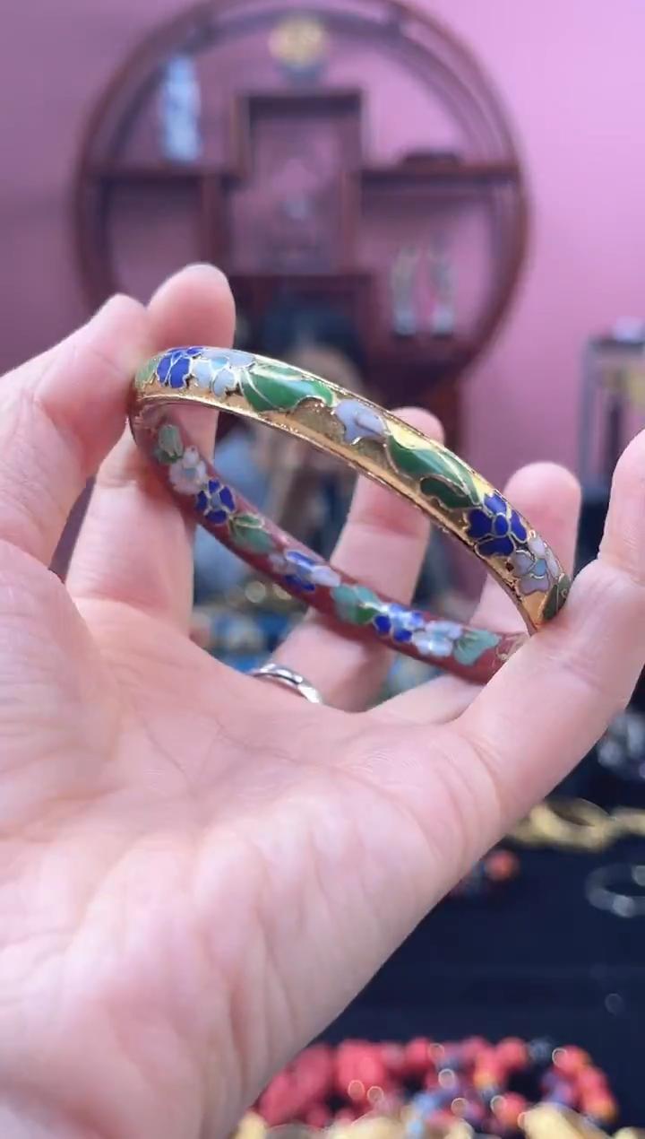 小*非遗技艺景泰蓝 金地手镯