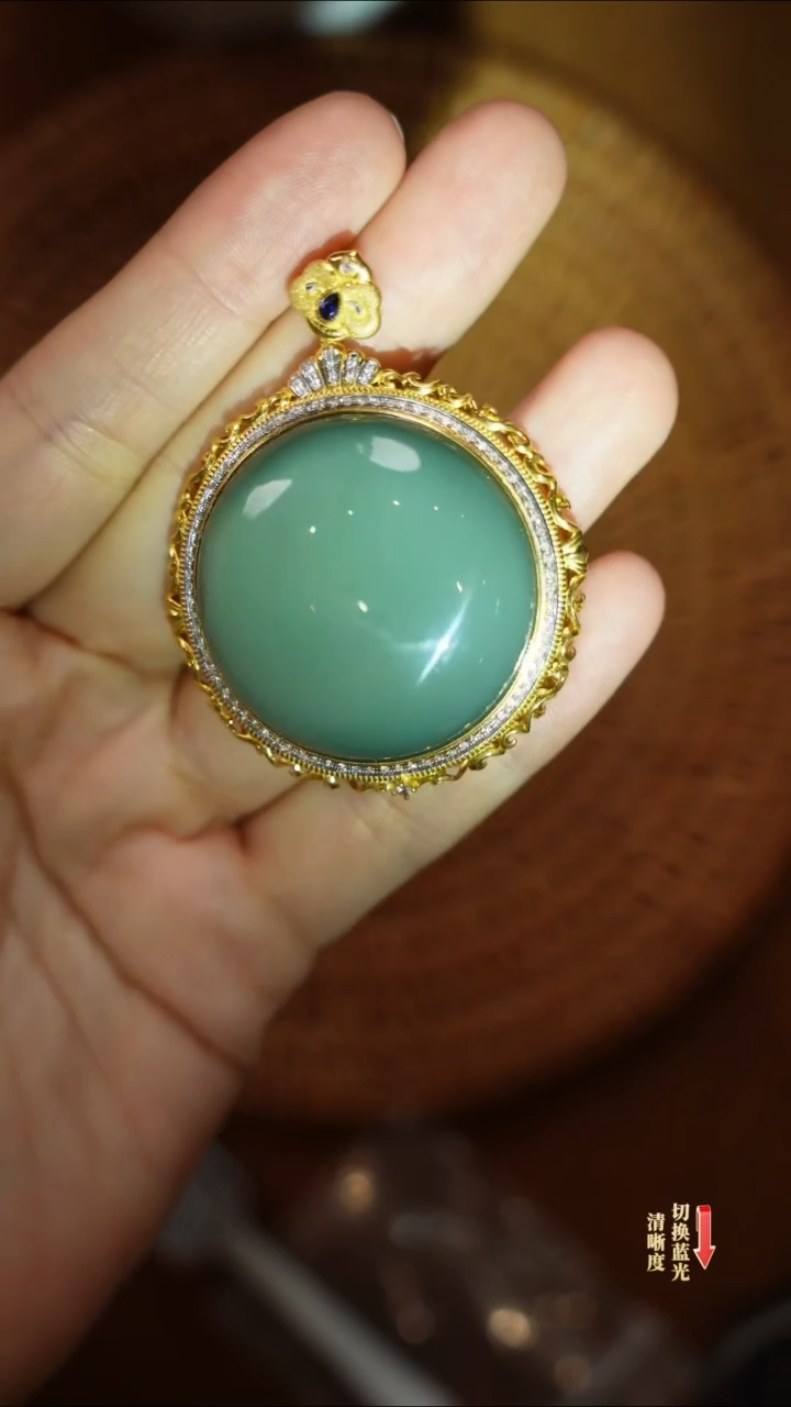 【闪购商品】和田玉吊坠18K金镶嵌 0207-005（大款）