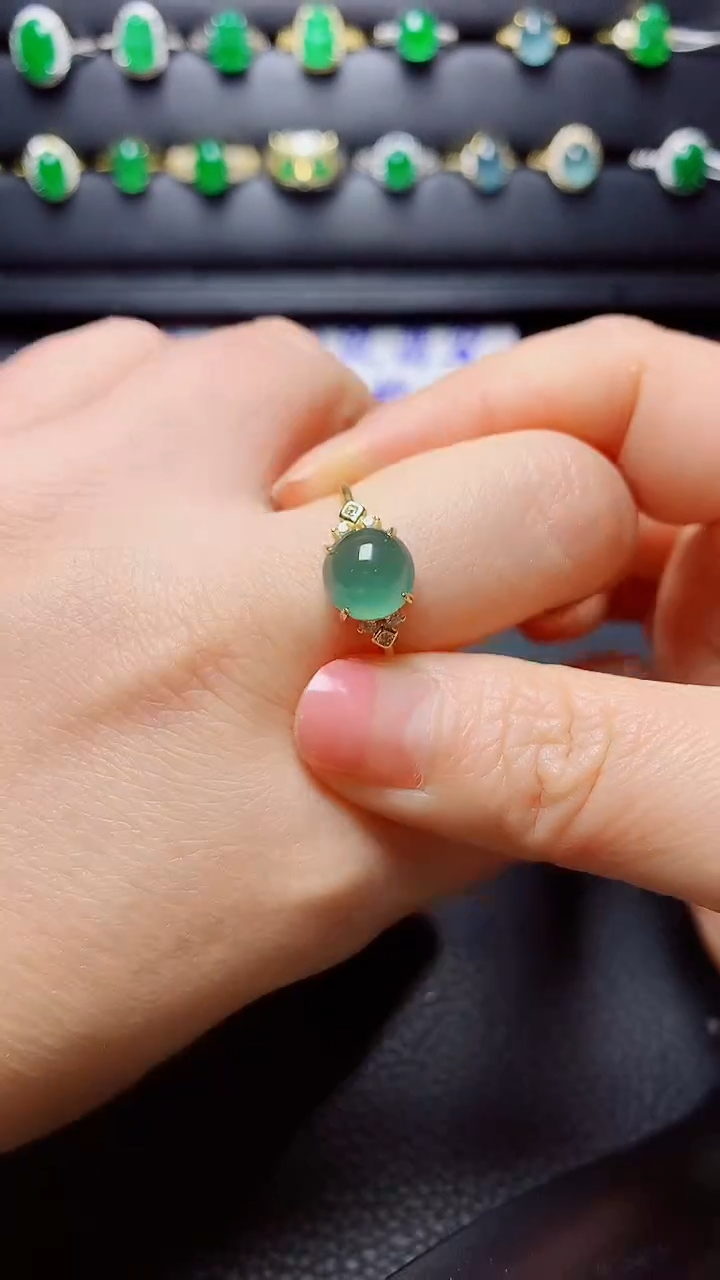 银S925镶嵌戒指翡翠天然翡翠A货s925银镶