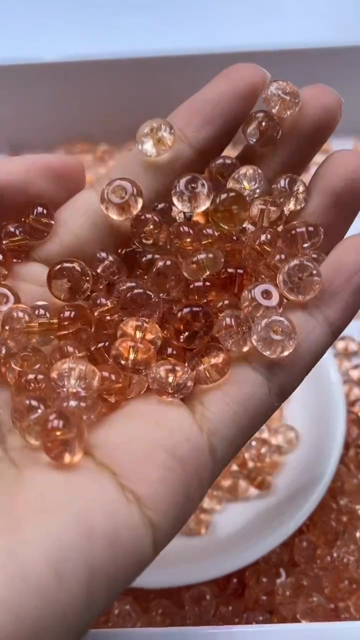 颈饰未镶嵌水晶W2930金橙色碧玺算盘8*4mm*15颗