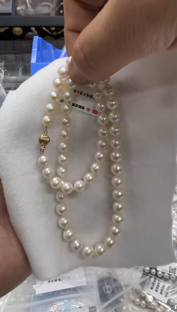【闪购商品】淡水珍珠项链14K金镶嵌8-9mm 无核
