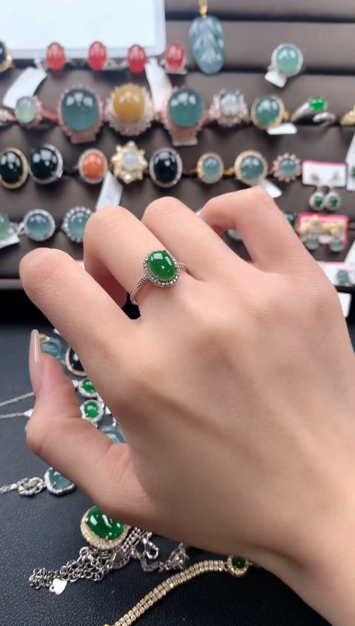【闪购商品】翡翠戒指银S925镶嵌34543534