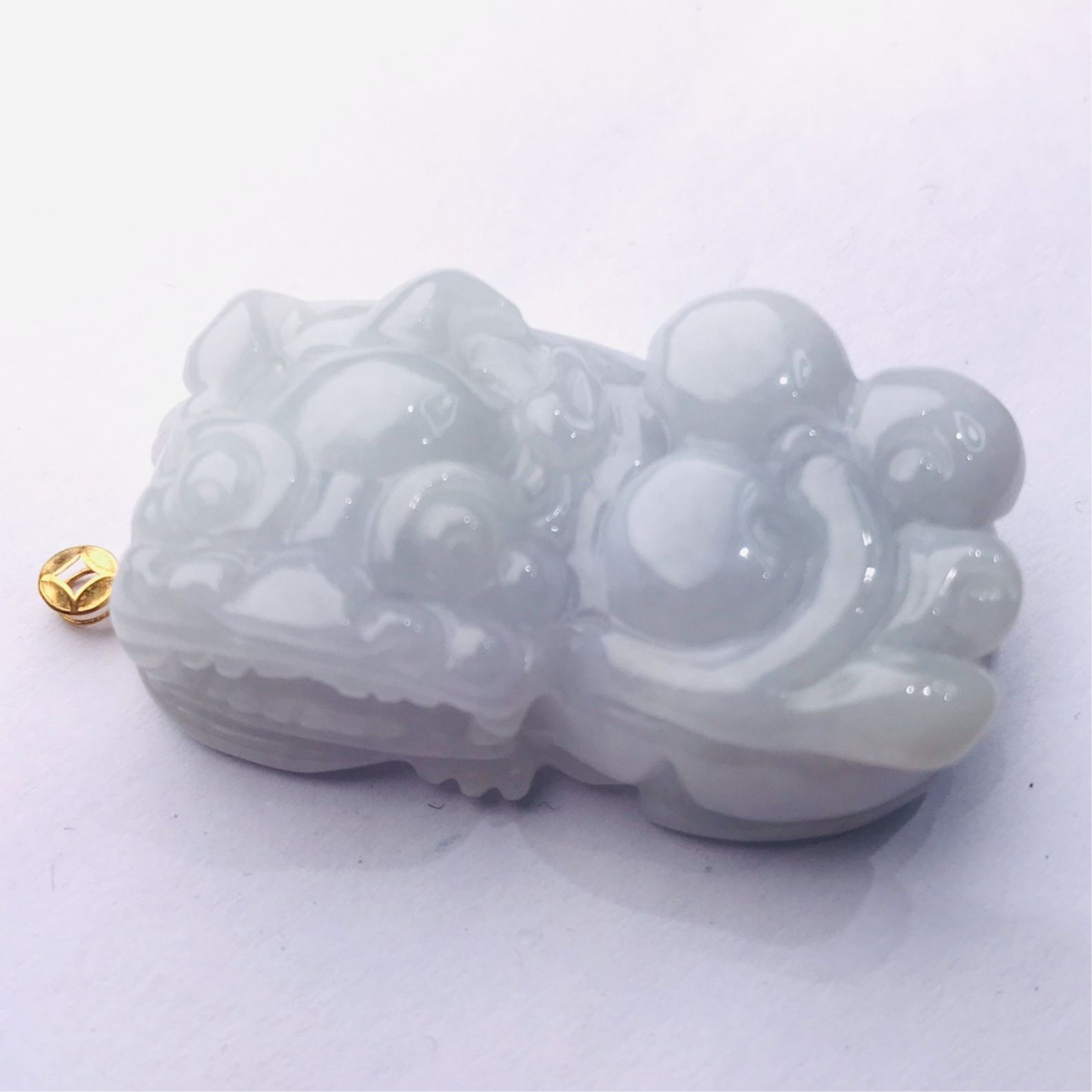 天然A货翡翠18k金扣头大貔貅 多样性发货一件