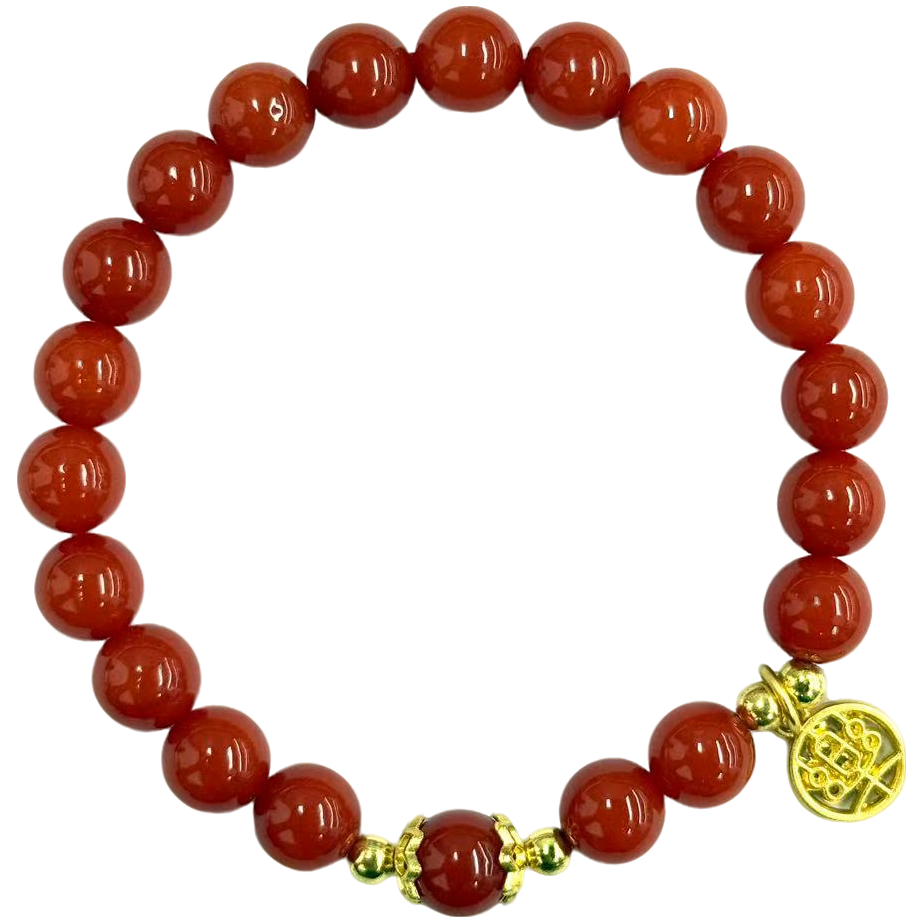 s1508-国风气质简约款红玛瑙原创DIY圆珠手串-赠礼盒