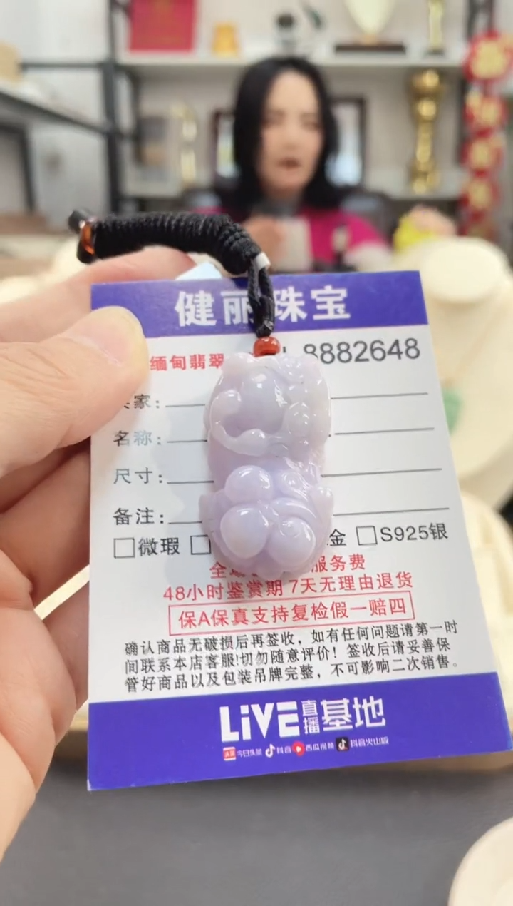 颈饰未镶嵌翡翠貔貅(一物一证)  