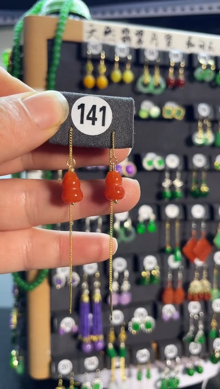 【闪购商品】翡翠耳饰银S925镶嵌老141