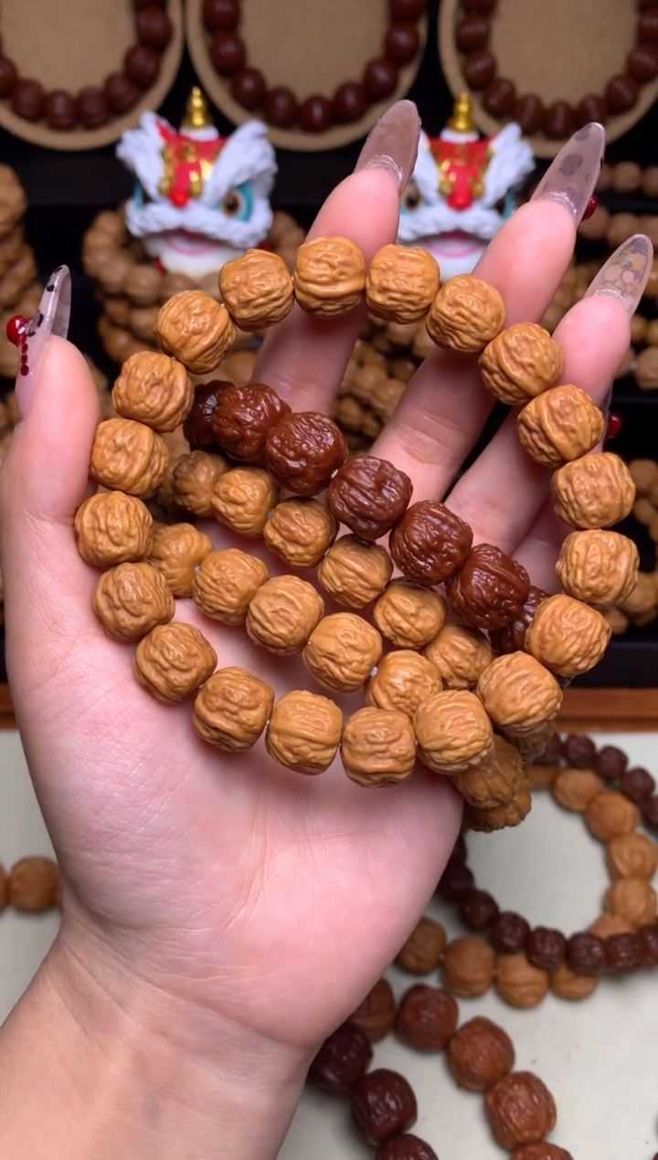 【闪购商品】文玩核桃手串12-13mm+金蟾蛤蟆头龙炎深雕全品
