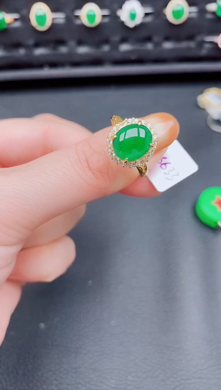 【闪购商品】翡翠戒指银S925镶嵌天然a货翡翠117