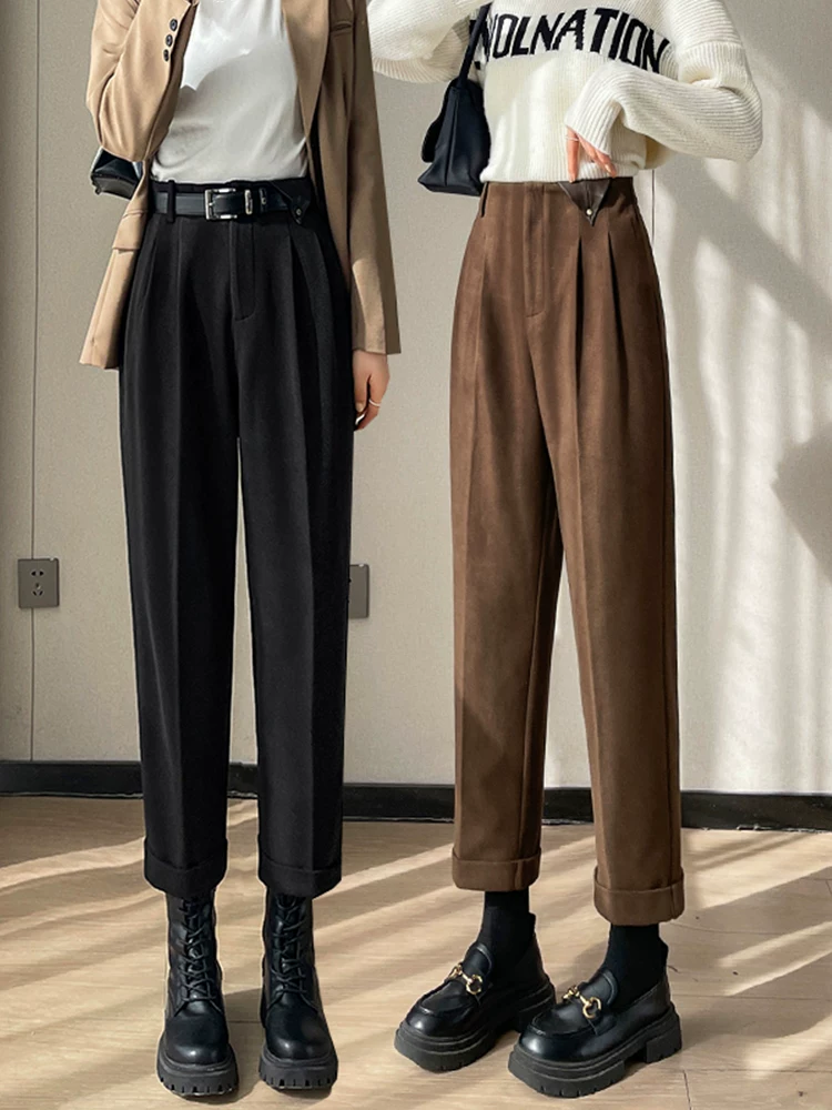 2136【长90】毛呢哈伦裤女秋冬显瘦休闲裤【以直播间实物为准】【C区】