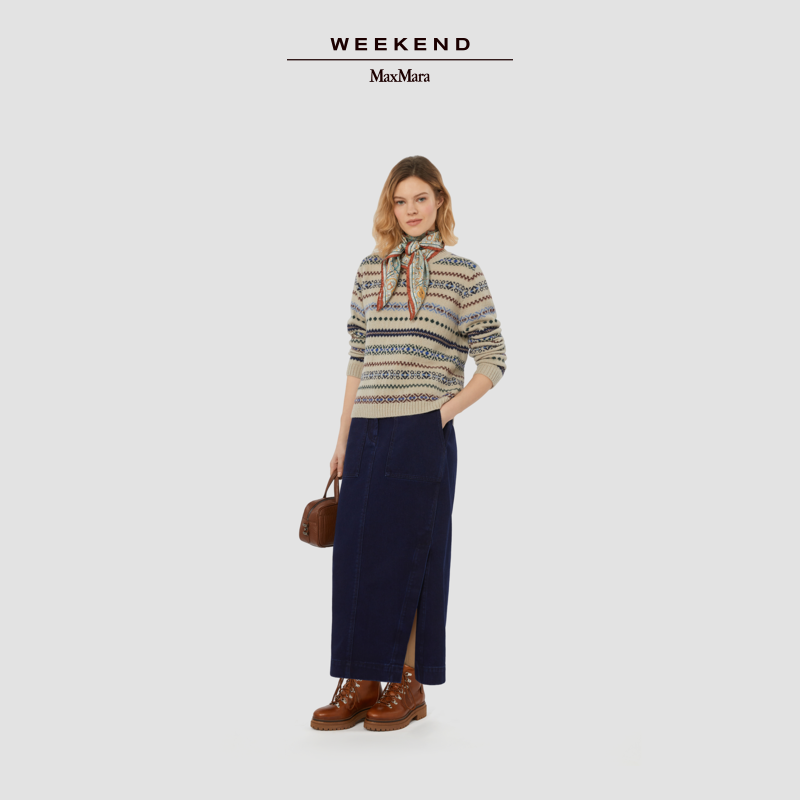 Weekend MaxMara 2025早秋新款女装长款牛仔半身裙5106045206
