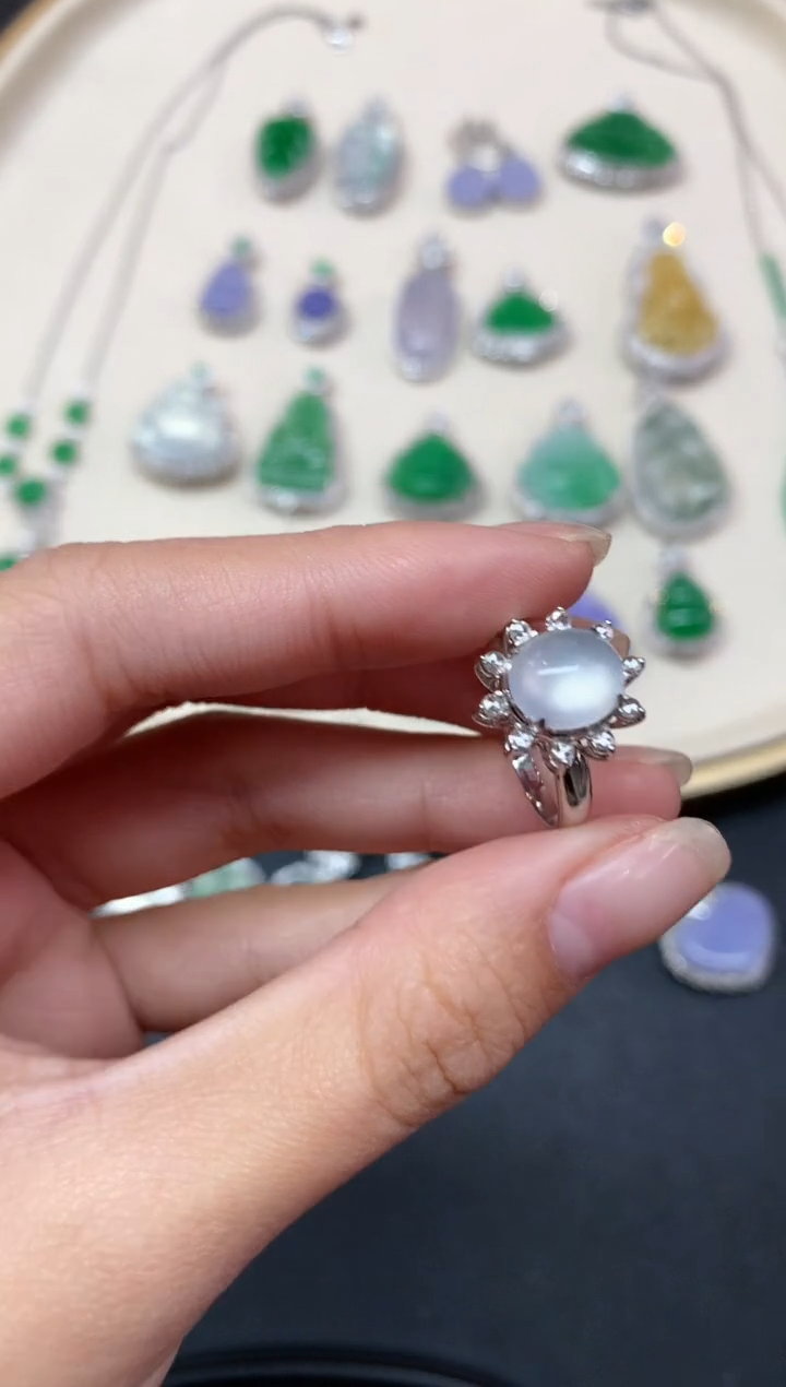 【闪购商品】翡翠戒指18K金镶嵌戒指A352|9800