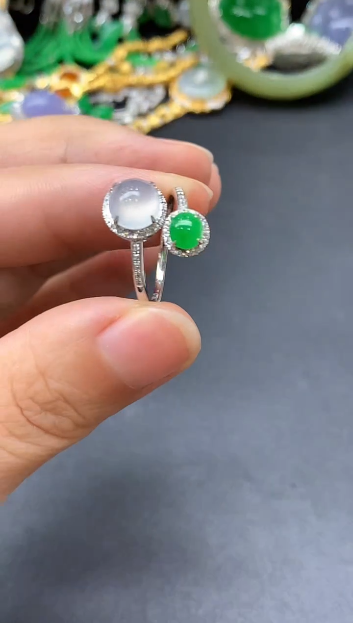 18K金镶嵌戒指翡翠523-中国好珍宝