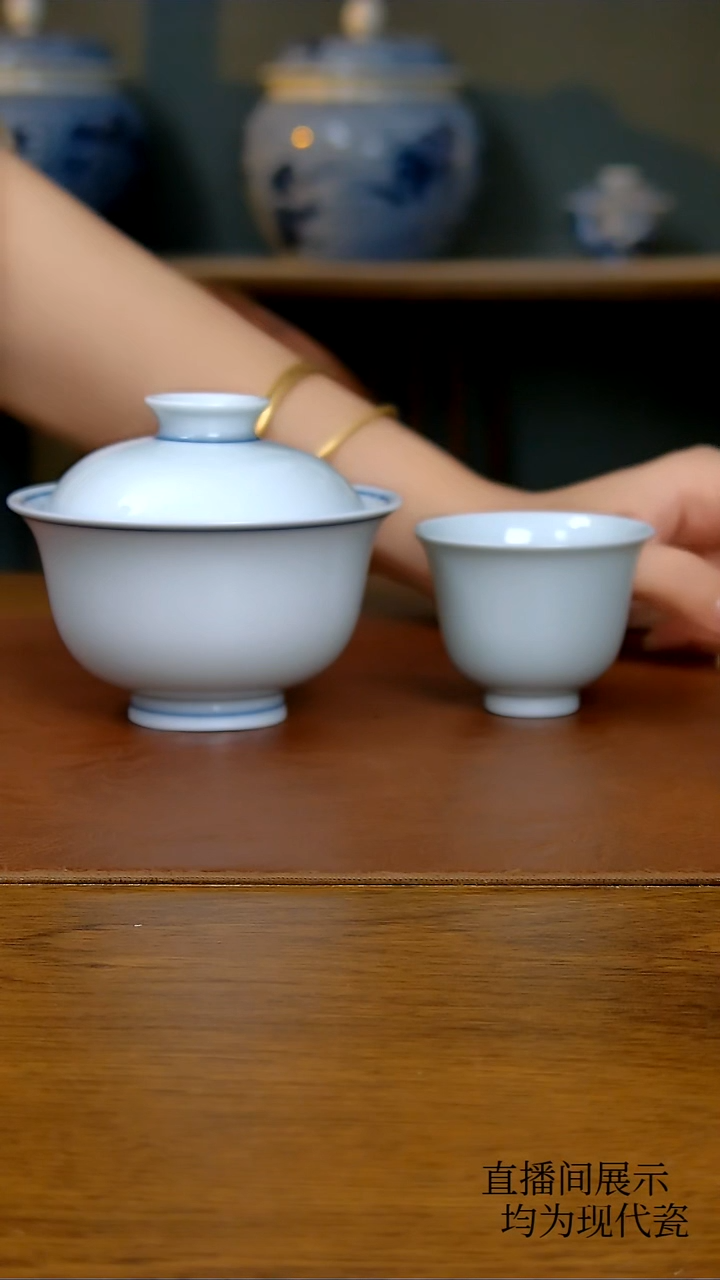 其他纯白胎铃铛杯（柴窑）+微瑕白胎两才盖碗（柴窑） 