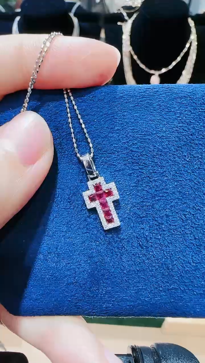 【闪购商品】红宝石吊坠18K金镶嵌单吊坠不含链