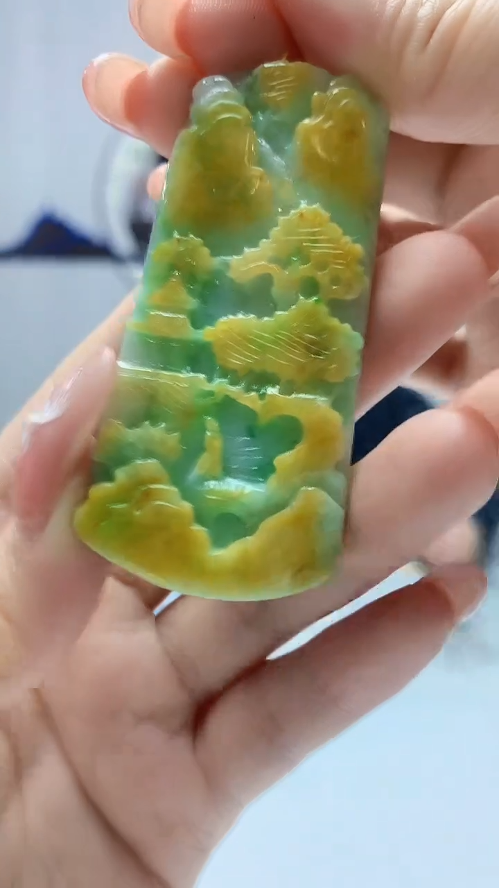 【闪购商品】定制翡翠未镶嵌5153DD-毛货挂件山水186