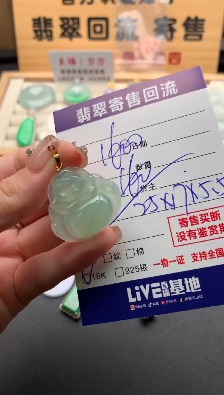 翡翠18K金镶嵌颈饰10128653