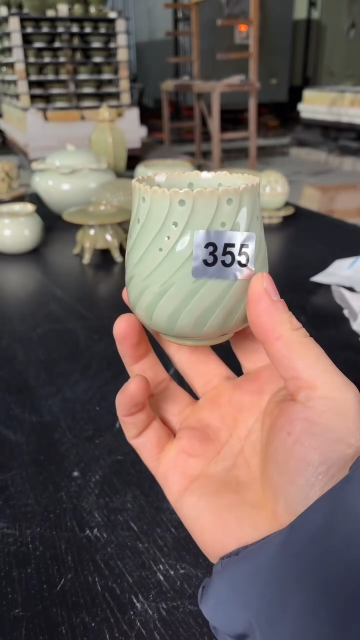 耀州窑仰山玲珑杯微瑕355