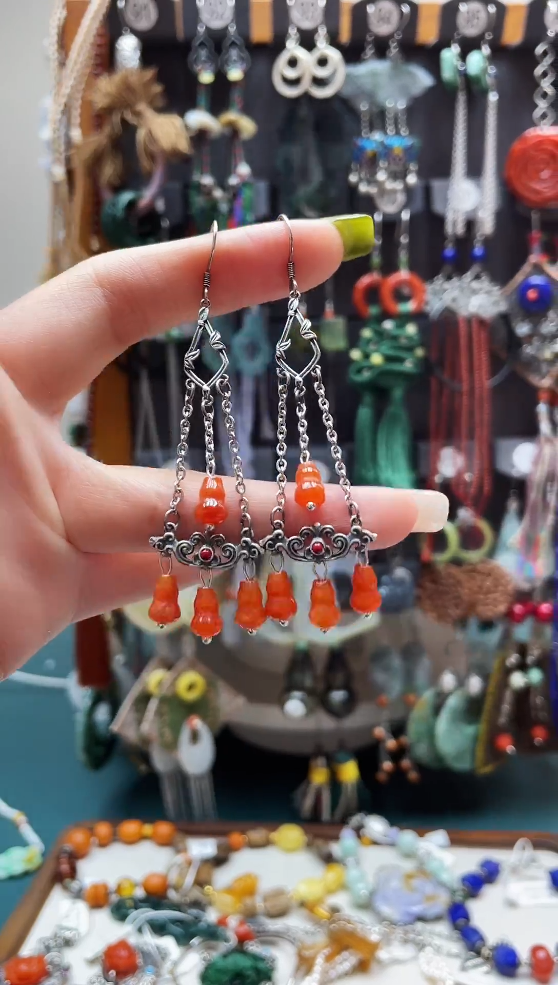 银S925镶嵌翡翠耳饰饰品