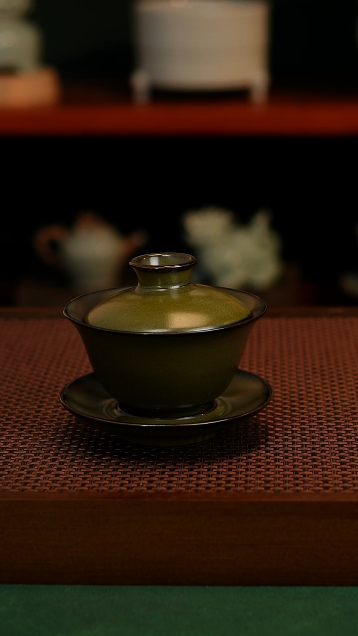 杯茶末釉瑕疵盖碗