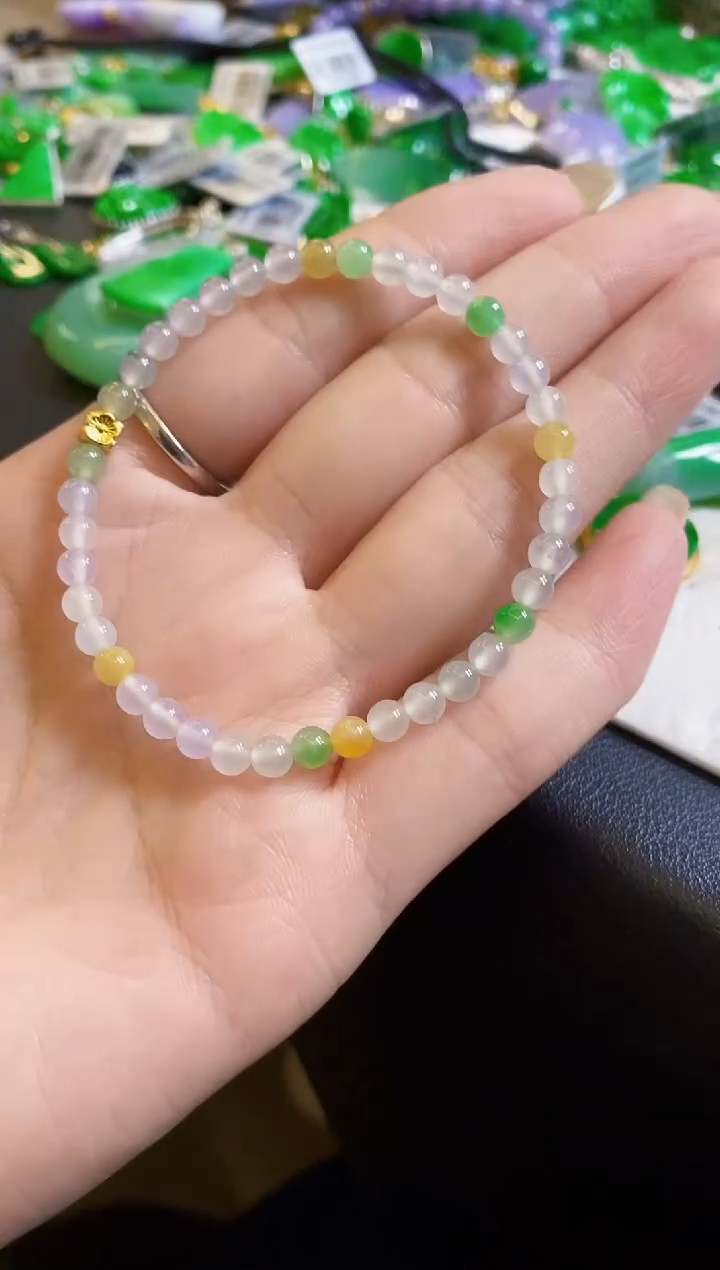 【闪购商品】定制翡翠18K金镶嵌手链