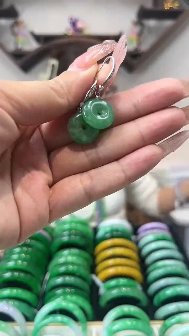 【闪购商品】翡翠耳饰银S925镶嵌a24 耳坠