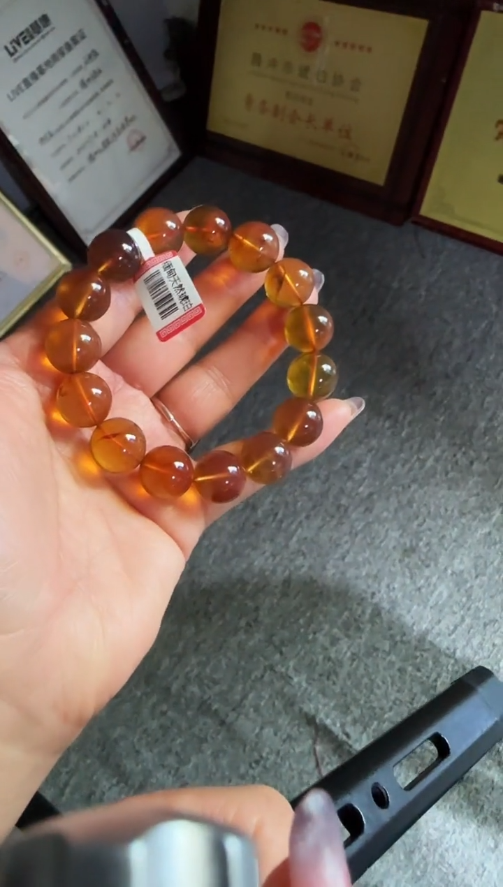 手串琥珀未镶嵌#11缅甸琥珀紫罗兰手串14mm