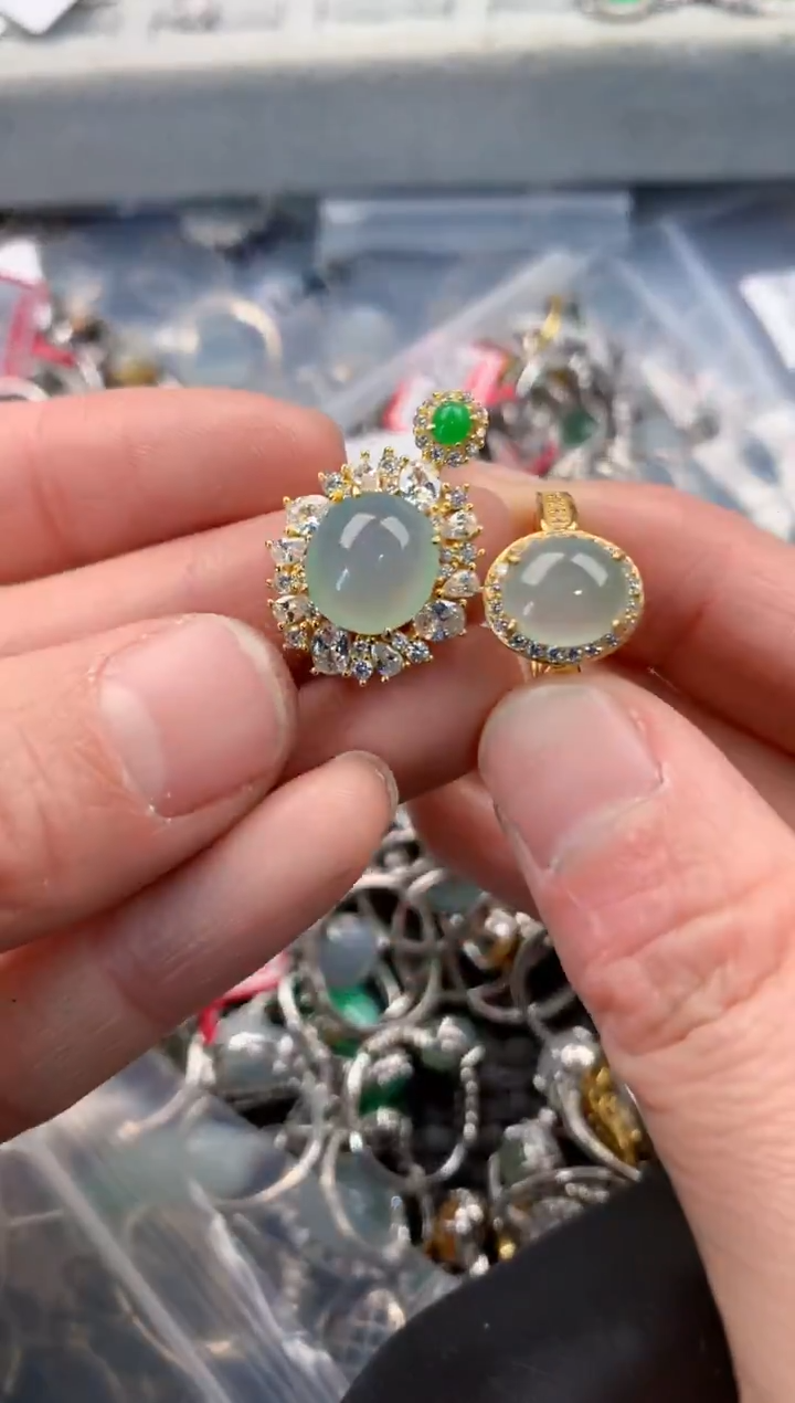 银S925镶嵌戒指翡翠777   6