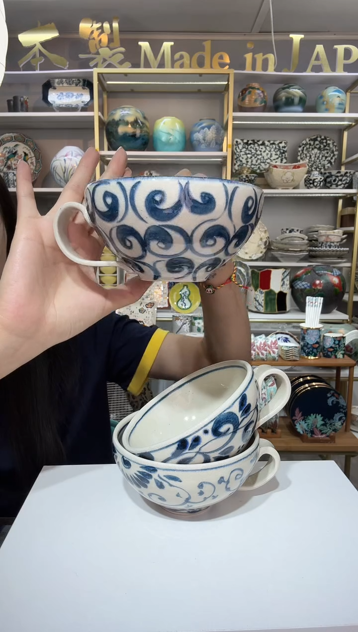 陶瓷宗山窑早餐杯一只装旋涡