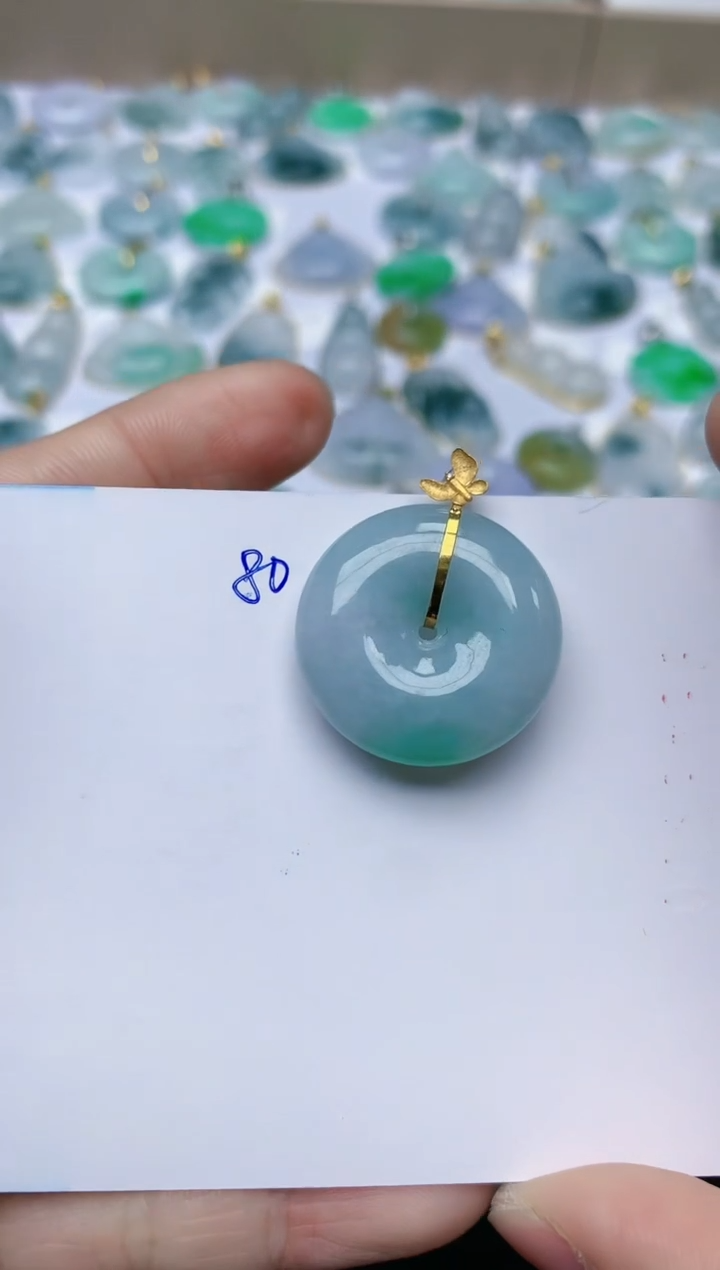 【闪购商品】翡翠颈饰18K金镶嵌天然翡翠A货    80