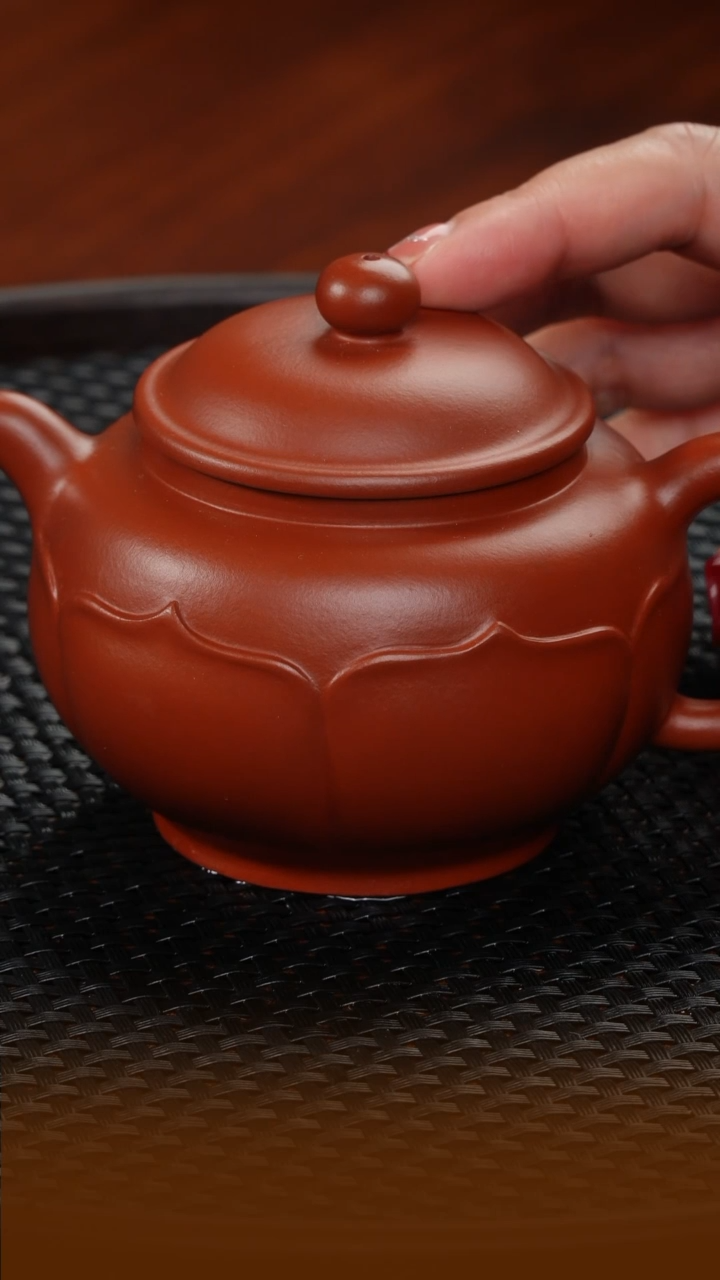 【闪购商品】朱泥茶壶高超制菱花原矿朱泥