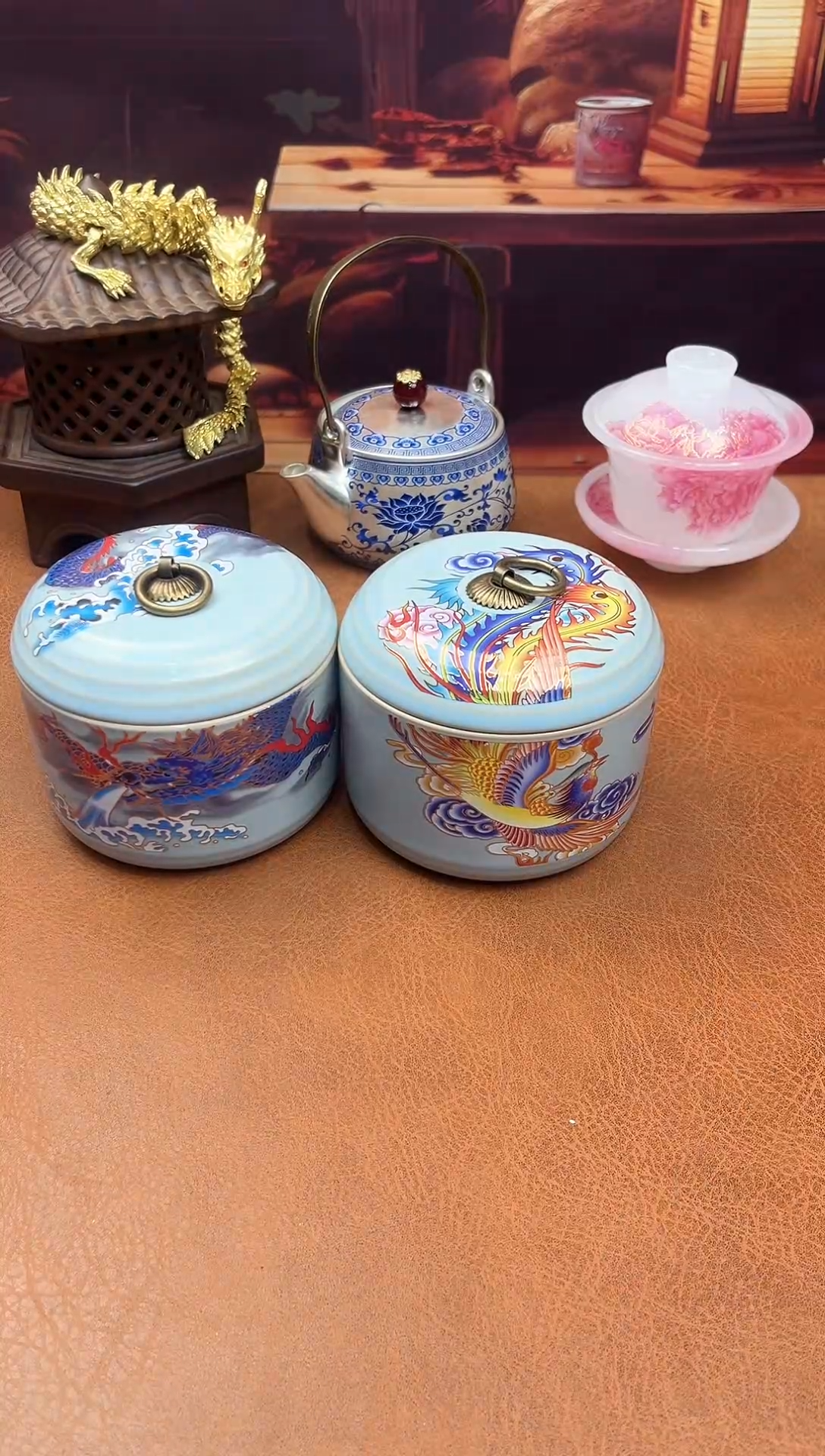 陶瓷茶具摆件旅行套组