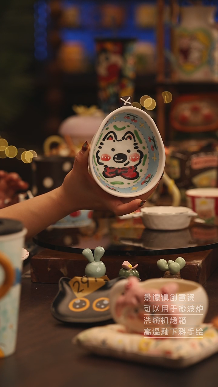 陶瓷景德镇可爱陶瓷釉下彩绘设计师款