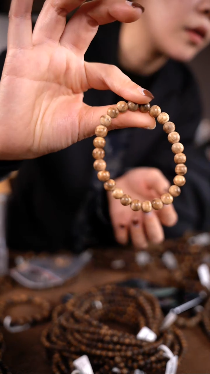 沉香手串【西马天然】天然沉香7mm圆珠单圈