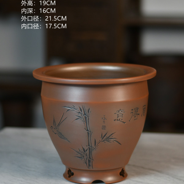 全手工制作高温烧制坭兴陶//春兰建兰君子兰蝴蝶兰等艺术花盆