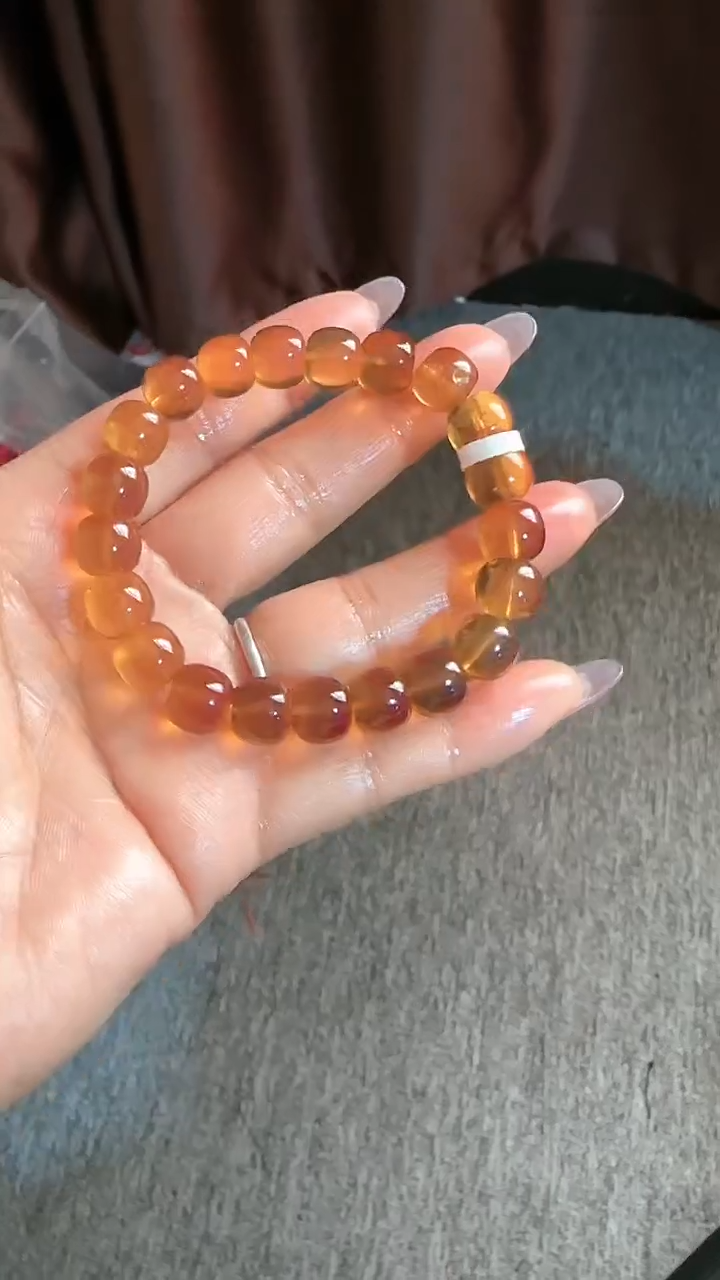 【闪购商品】琥珀手链未镶嵌规格10桔黄蜜老型手串#83
