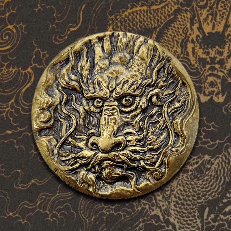 非法定货币南京造币厂双色龙铜章高浮雕原厂正品南币黄铜生肖龙章