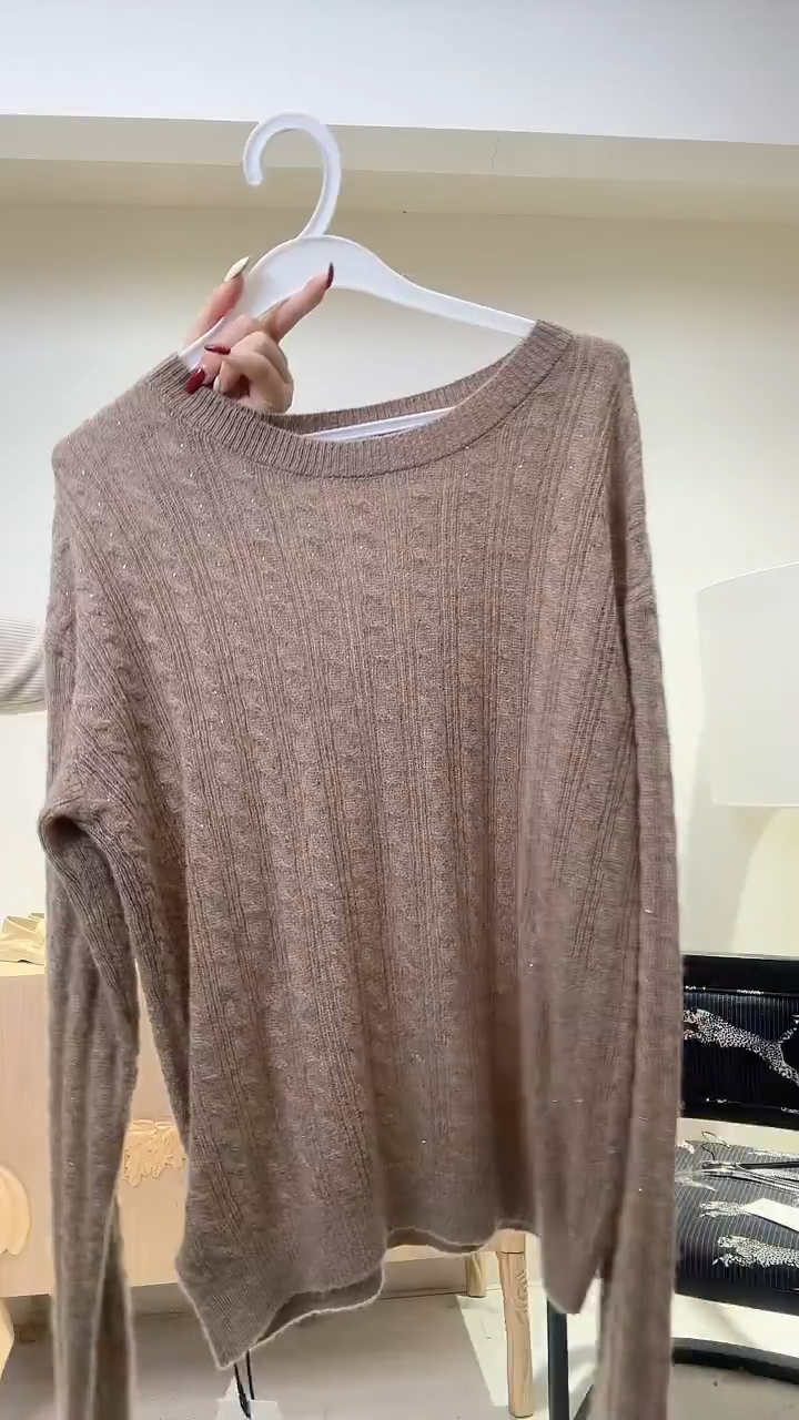 咖色闪星羊毛羊绒混纺