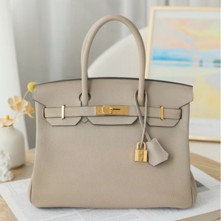99新 Hermes/爱马仕 【小花Han】Birkin 30 斑鸠灰 Togo皮 C刻 包