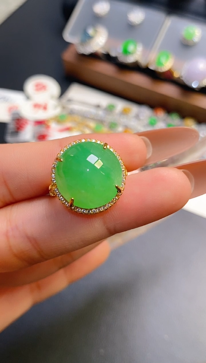 银S925镶嵌戒指翡翠天然