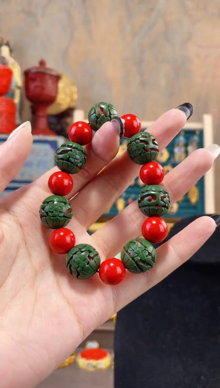 【闪购商品】非遗雕漆红绿精品手串