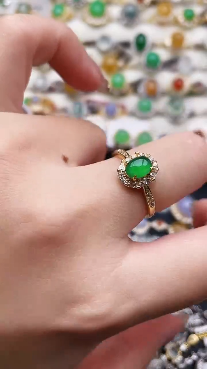 银S925镶嵌翡翠耳饰174